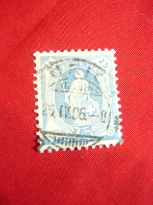 Timbru 25C albastru 1906 Elvetia 1 valoare stampilata foto