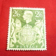 Timbru 2/6 sh. verde George VI Anglia 1942 stampilat