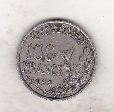 bnk mnd Franta 100 franci 1955 foto