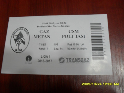 Bilet Gaz M. Medias - CSM Poli Iasi foto