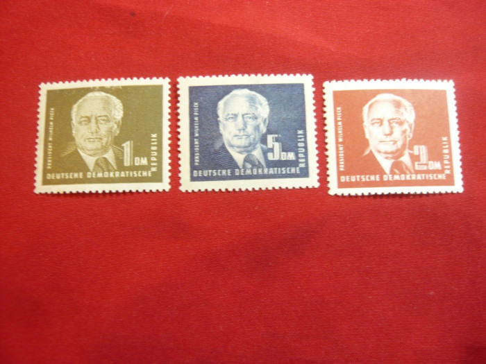 Serie mica valorile de 1,2,5 M -1950 Presedinte W.Pieck ,3 val DDR