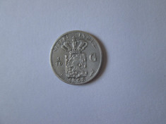 Rara! Mini moneda argint 1/10 Gulden 1858 Indiile Olandeze de Est foto