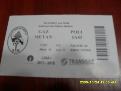 Bilet Gaz M. Medias - Poli Iasi foto