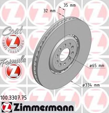 Disc frana VW GOLF Mk IV 3.2 R32 4motion - ZIMMERMANN 100.3307.75 Disc frana VW GOLF Mk IV 3.2 R32 4motion - ZIMMERMANN 100.3307.75