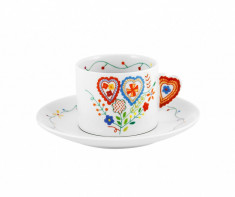 Set ceasca si farfurioara pentru ceai Vila Colorful Hearts foto