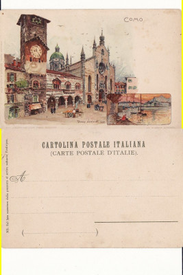 Italia-Como- litografie,rara foto