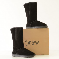 Cizme dama tip UGG - Snowpaw - piele intoarsa, imblanite, marime 40, negru, ID966 foto