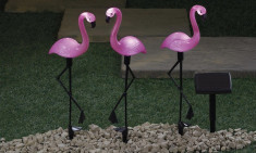 Set 3 ornamente Flamingo Birts cu incarcare solara ID 475 foto