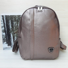 Rucsac John, casual, piele ecologica, Bronz foto