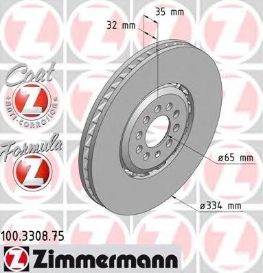 Disc frana VW GOLF Mk IV 3.2 R32 4motion - ZIMMERMANN 100.3308.75 Disc frana VW GOLF Mk IV 3.2 R32 4motion - ZIMMERMANN 100.3308.75