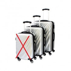 Set 2 trolere extensibile Viviana model S6277 argintiu, cifru compatibil TSA, 4 roti duble, 75 cm 104 litri, ID873 foto