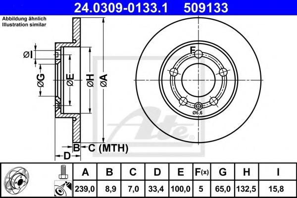 Disc frana VW GOLF Mk IV 1.9 TDI 4motion - ATE 24.0309-0133.1 Disc frana VW GOLF Mk IV 1.9 TDI 4motion - ATE 24.0309-0133.1