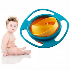 Bol rotativ 360° cu protectie anti-varsare pentru copii si bebelusi, albastru