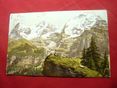 Ilustrata montana Elvetia circ.feroviar pe Traseul Thun-Burgdorf-Thun foto