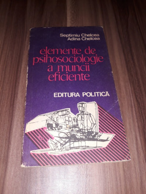 ELEMENTE DE PSIHOSOCIOLOGIE A MUNCII EFICIENTE-SEPTIMIU CHELCEA 1977 foto
