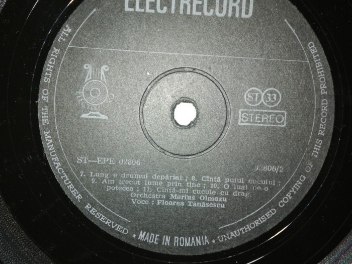 FLOAREA TANASESCU - ALBUM (EPE 02806/ELCTRECORD) - Vinil/Rar/stare F. BUNA