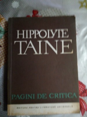 Pagini de critica-Hippolyte Taine foto