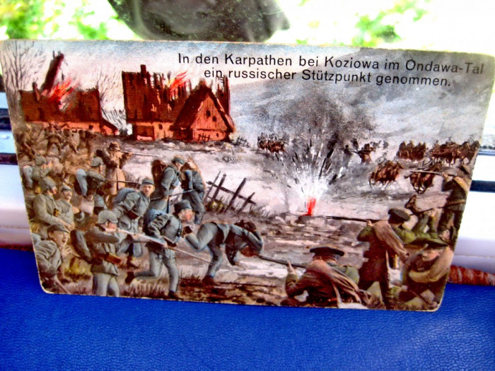 ww1-Imp. Austro-Ungar-Lupta in Carpati Koziova-Ondava in vale. Carte postala.