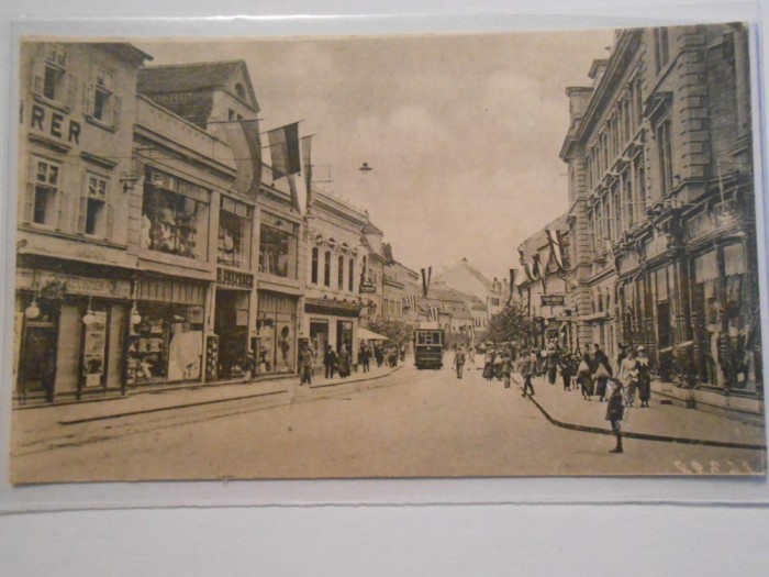 Carte postala, Sibiu, 1900, Strada centrala, Franz Josef, necirculata