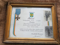 Brevet Medalia crucea comemorativa a celui de-al doilea razboi mondial! foto