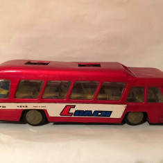 Jucarie veche chinezeasca tabla Autobus Coach MF 184, anii 70, 30x8x8cm