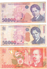 SV * Romania LOT BNR 50000 LEI 1996 - 50000 LEI 2000 - 100000 LEI 1998 detalii foto