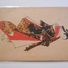 Carte postala rara, litografie 1900, Japonia, Utamaro