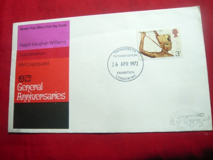 Plic FDC - Expozitia Tutankamon 1972 Marea Britanie