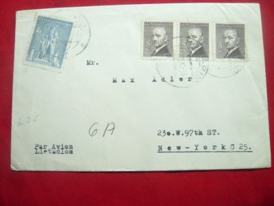 Plic adresat lui Max Adler la New York 1946 din Cehoslovacia foto