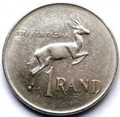 AFRICA DE SUD , 1 RAND 1977 , STEMA CU LEUL BRITANIC , URIASA 31mm. foto