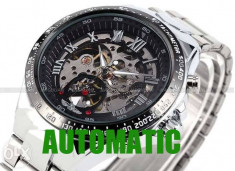 CEAS AUTOMATIC WINNER TM432 STEAMPUNK TACHYMETER SILVER SKELETON-MODEL NOU !! foto