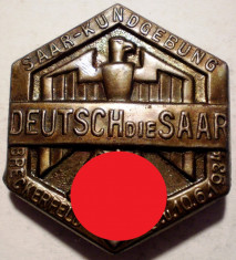 I.025 GERMANIA AL III-LEA REICH INSIGNA NAZISTA DEUTSCH DIE SAAR BRECKERFELD foto