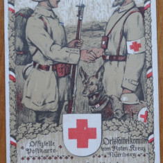 Carte postala oficiala germana , Crucea Rosie , 1917