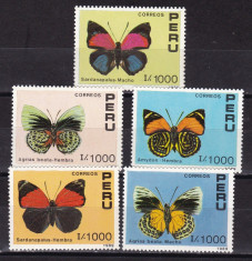 Peru 1990 fauna fluturi MI 1419-23 MNH w55 foto