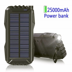 Power Bank 25000 mAh Solar, Lanterna Indicator Led. Baterie Externa. Incarcator foto