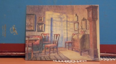 DANEMARCA- JOHANNES LARSEN- INTERIOR DE CAMERA, ACUARELA,1905-MUZEUL KERTEMINDE foto