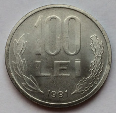 100 Lei 1991 Romania a UNC/UNC, varianta cu codita la&amp;quot;99&amp;quot; rotunjita, RARA! foto