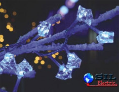 Ghirlanda luminoasa decorativa cu decoratiuni in forma de diamant 20 LED-uri albe lumina rece cablu transparent WELL foto