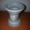 Suport lumanare mica ceramica grii flori in relief albe Rosa Ljung DECO Suedia