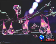 Ghirlanda luminoasa decorativa cu decoratiuni in forma de picatura 20 LED-uri roz cablu transparent WELL foto