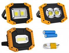 Proiector Portabil antisoc LED Acumulatori 18650 lampa lucru proiector si lupa foto
