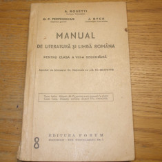 MANUAL de LITERATURA si LIMBA ROMANA - A. Rosetti, D.P. Perpessicius -1946, 351p