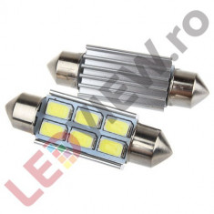 Bec C5W cu 6 led SMD 5630, 39 mm - Alb foto