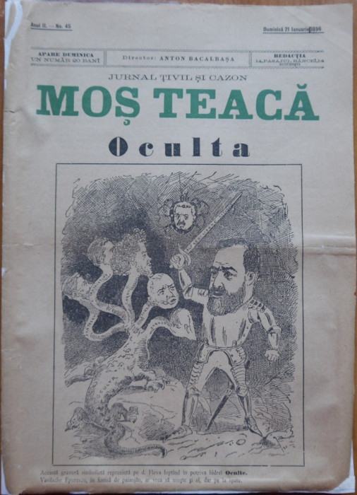 Ziarul Mos Teaca , jurnal tivil si cazon , nr. 45 , an 2 , 1896 , Bacalbasa