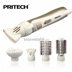 Set Perie Coafat Parul Electrica Pritech HS767 cu 4 Accesorii foto