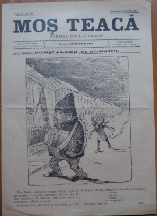 Ziarul Mos Teaca , jurnal tivil si cazon , nr. 199 , an 4 , 1899 , Bacalbasa