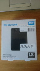 HDD extern hard disk WD Elements 1.5TB nou nefolosit SIGILAT foto