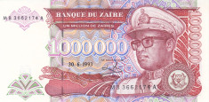 Bancnota Zair 1.000.000 Zaires 1993 - P45b UNC foto