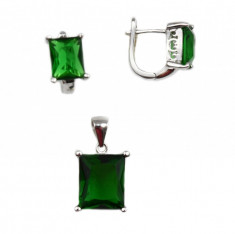 Set argint cu zirconiu verde - DA71 foto