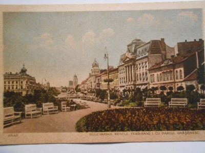 Carte postala Arad, B-dul Regele Ferdinand, necirculata, interbelica foto